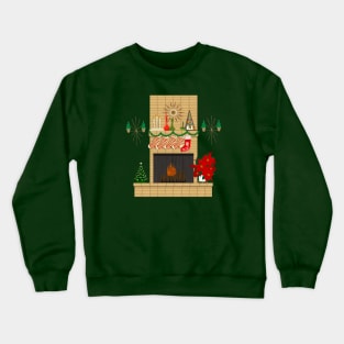 Mod Christmas fireplace Crewneck Sweatshirt